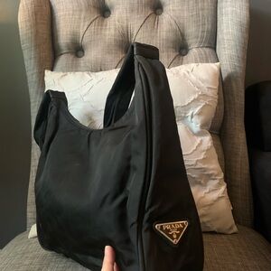 Authentic Black Prada Vintage re edition shoulder hobo bag
